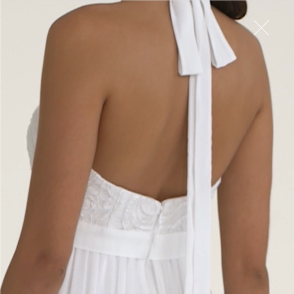 David’s Bridal DB STUDIO | chiffon a-line with lace halter top - Picture 3 of 10